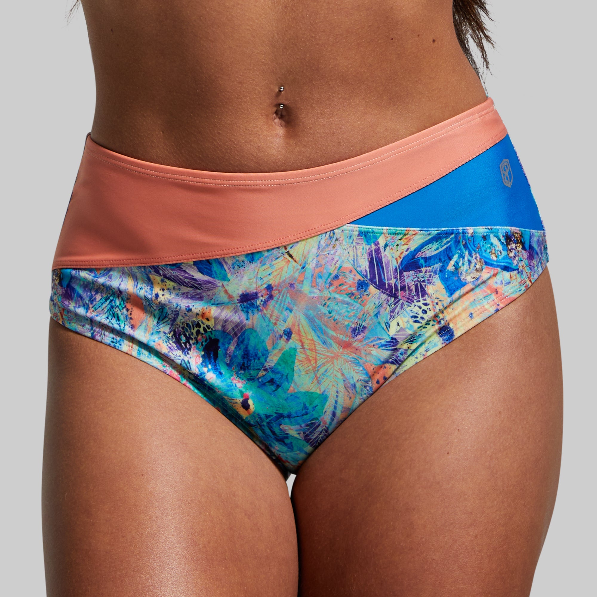 Tropics Bikini Bottom (Iridescent Iris/Bright Blue/Flame) - Image 2
