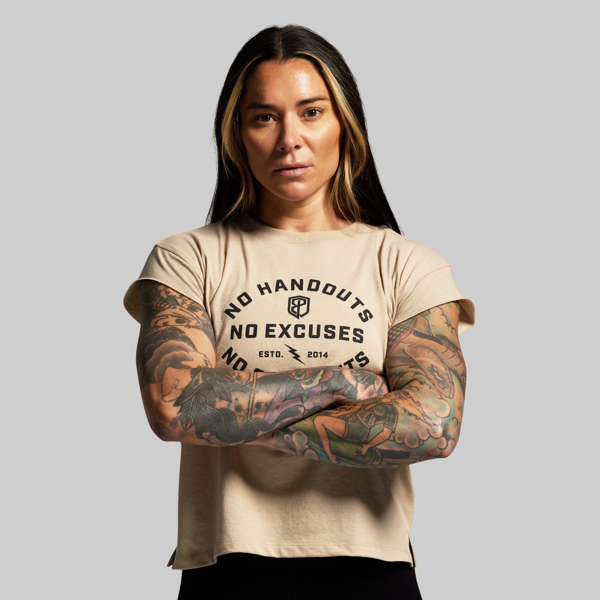 No Excuses Muscle Tee (Tan) - Image 3