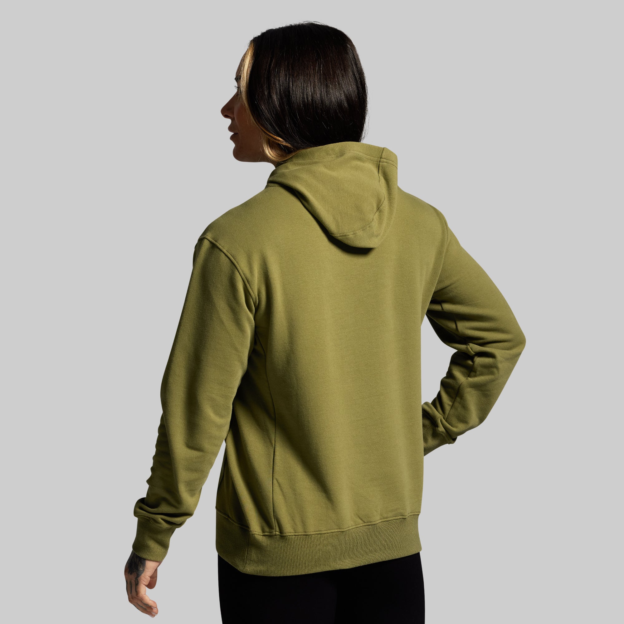 BP Classic Women's Unmatched Hoodie (Army Green) - Image 2