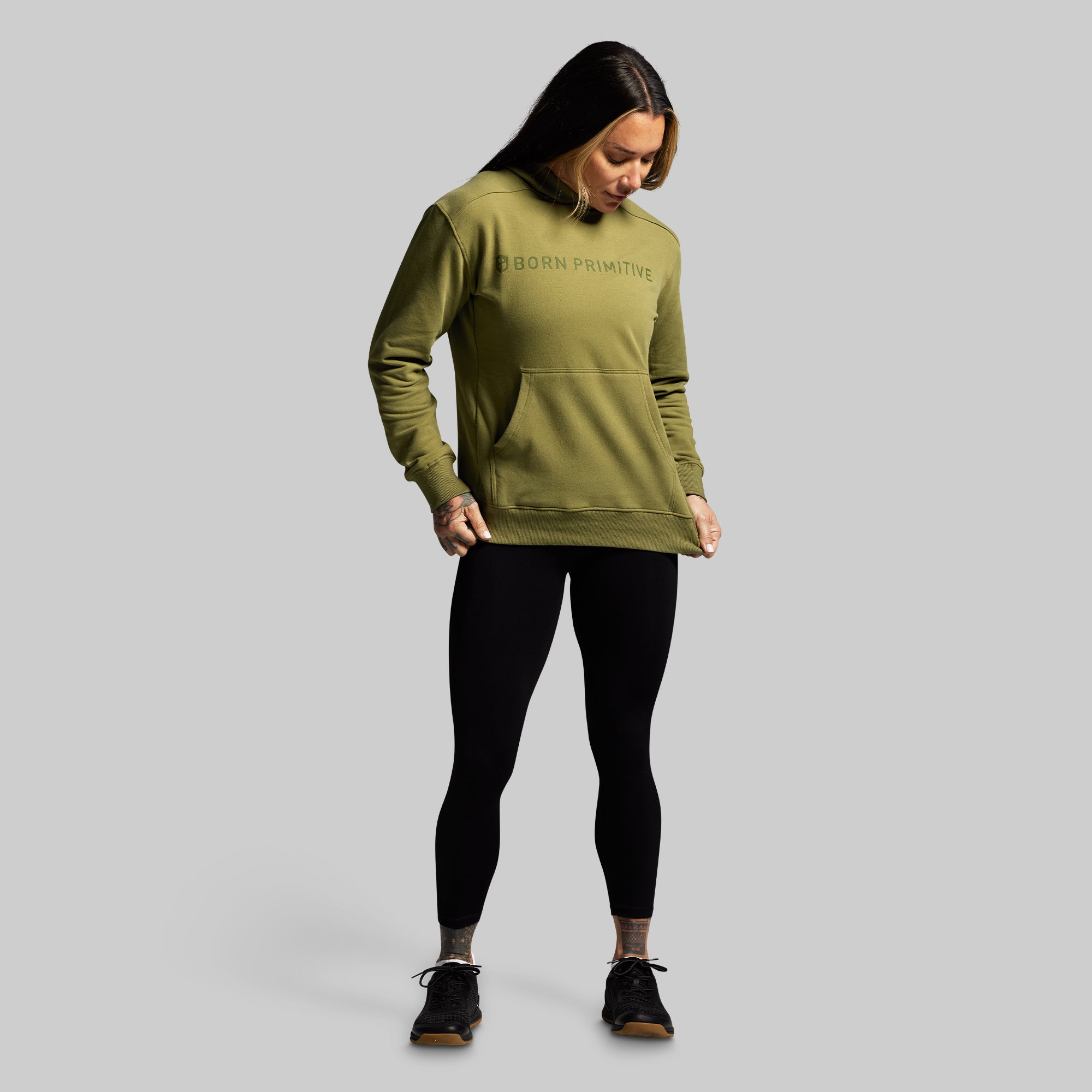 BP Classic Women's Unmatched Hoodie (Army Green) - Image 6