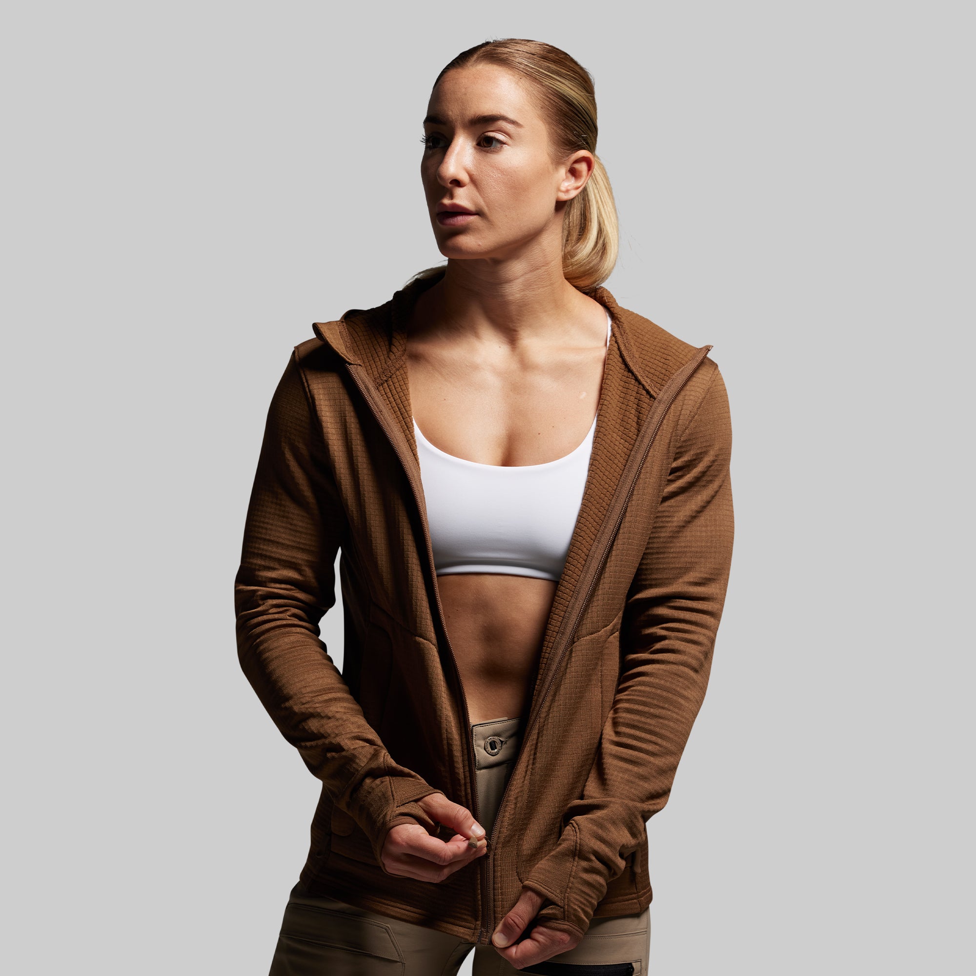Women's Quiver Full Zip Hoodie 2.0 (Coyote Brown) - Image 6
