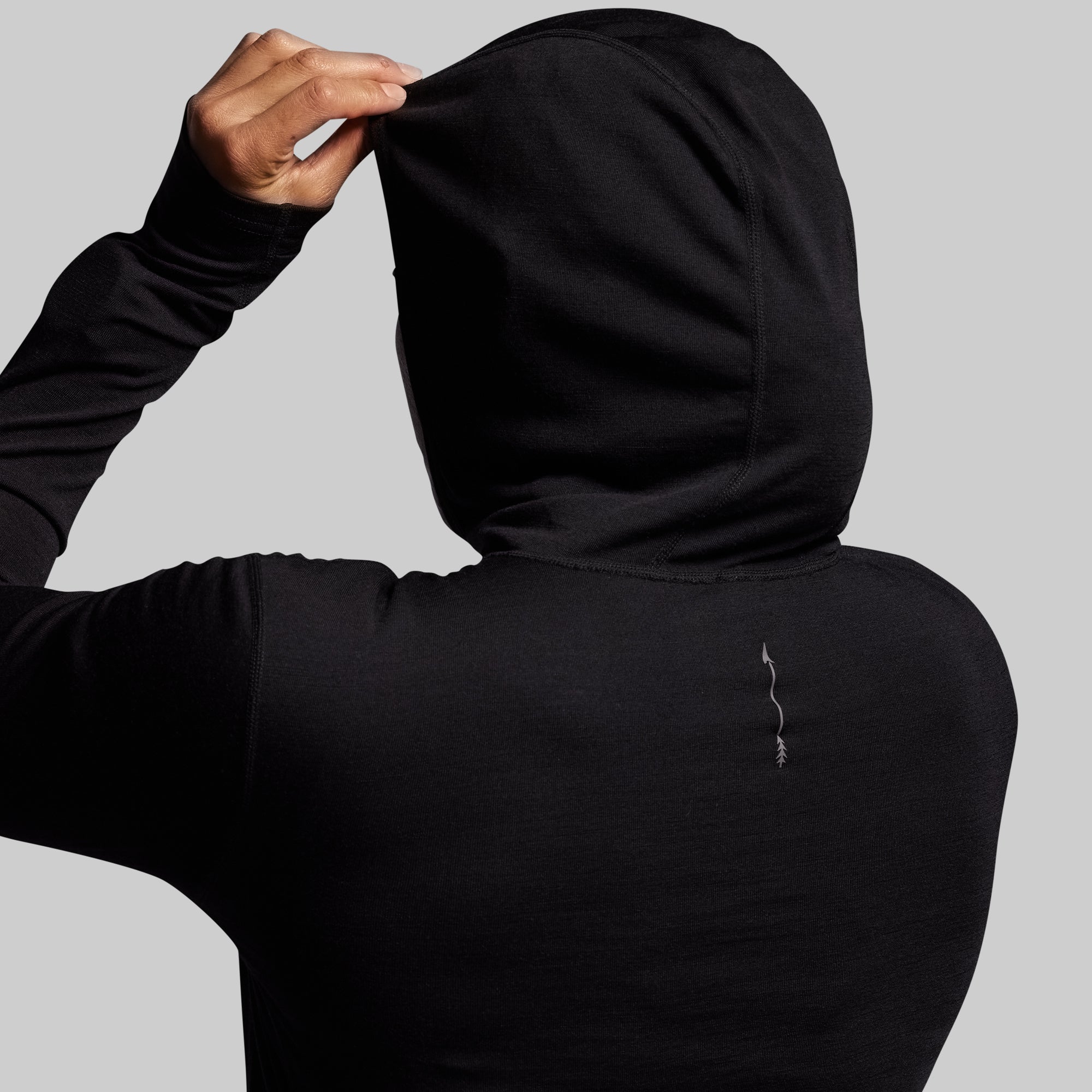 Women's Ridgeline Merino Half Zip Hoodie 165 (Black) - Image 4